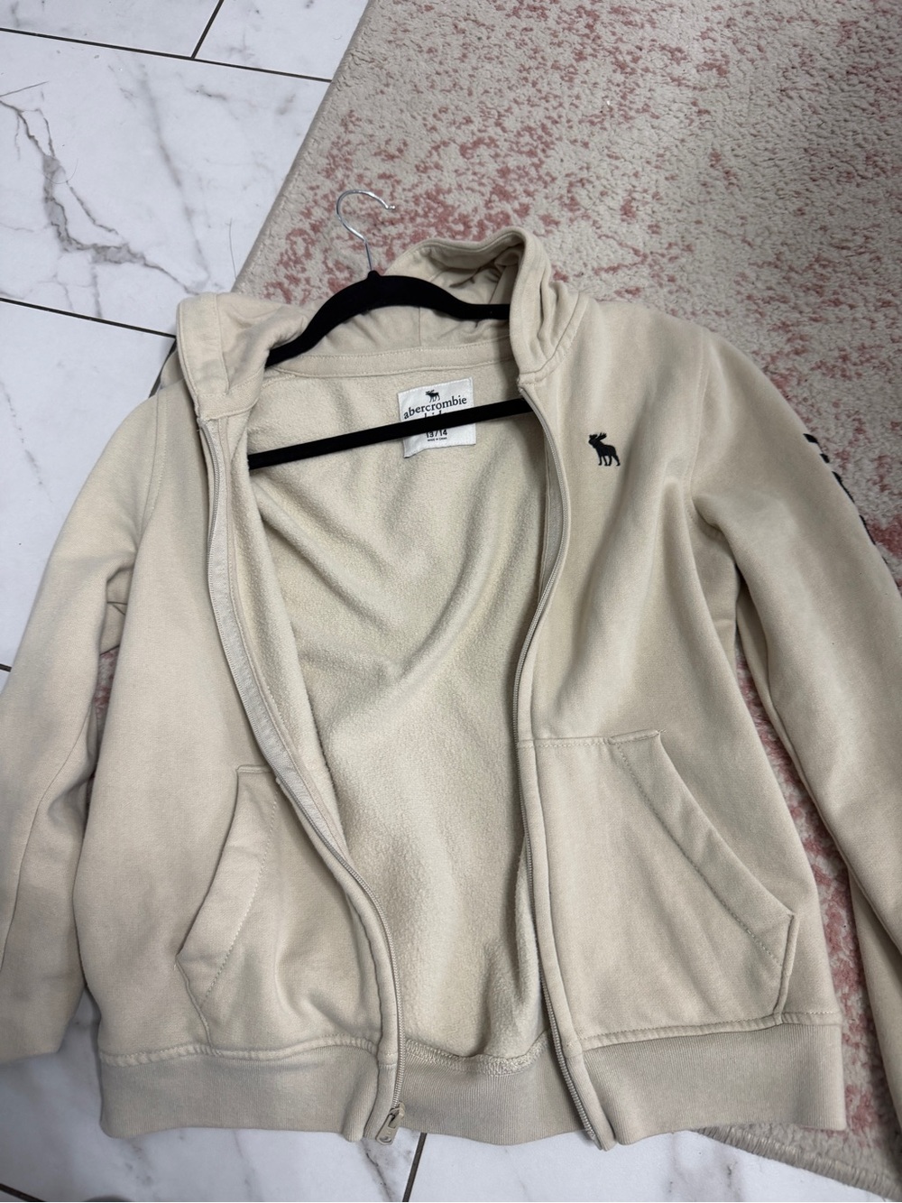 Abercrombie & Fitch Cream Zip Hoodie Jacket for Kids